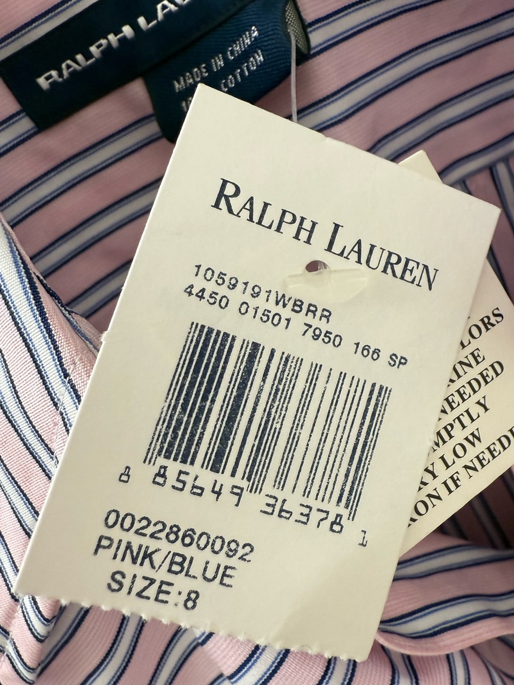 NEW! TAGS! Ralph Lauren Dress Shirt Ruffle Blouse Pink Blue White Stripe Sz 8 - Picture 4 of 5